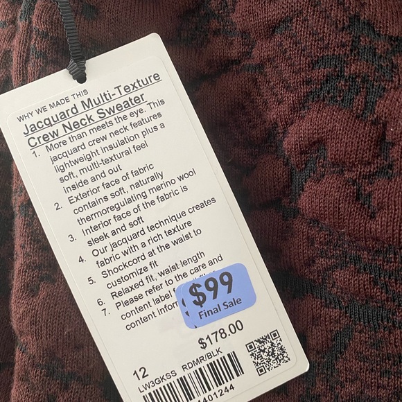 BRAND NEW WITH TAGS lululemon Jacquard Multi-Texture
Crew Neck Sweater - Picture 3 of 3